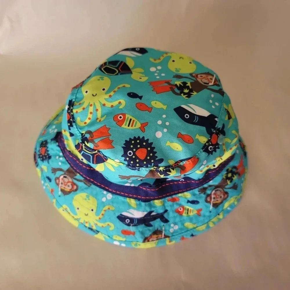 Old Navy Boys 12-18 MONTHS Swim & Sun Hat GREEN BLUE Aquarium